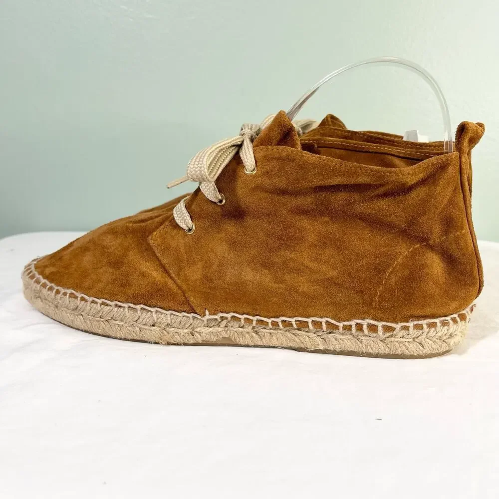 275 Central Espadrille Ankle Boots 39/9 Brown Suede Cabincore Boho Cottagecore